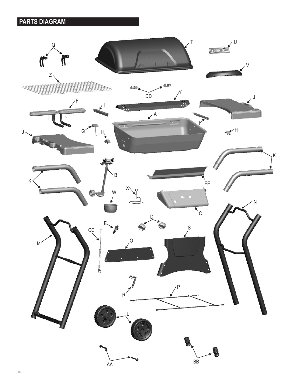 Parts diagram | Char-Broil 463666512 User Manual | Page 16 / 28