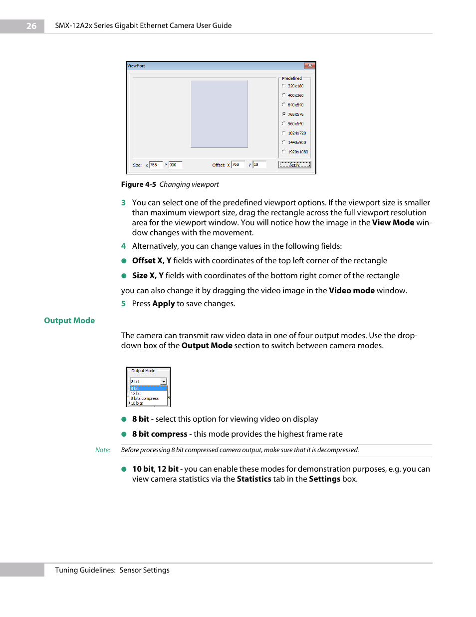 Output mode | Sumix SMX-12A2x User Manual | Page 26 / 71