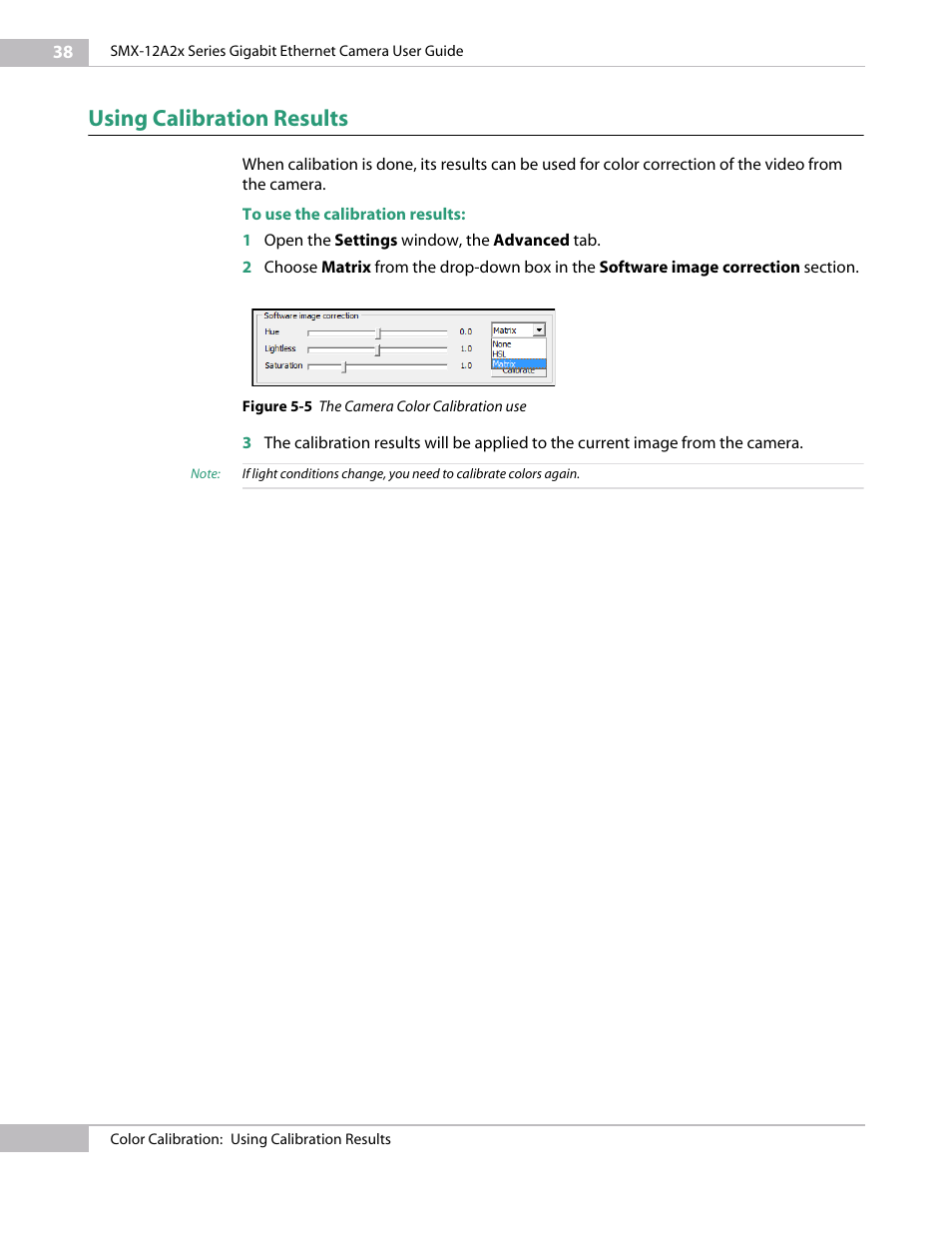 Using calibration results | Sumix SMX-12A2x User Manual | Page 38 / 71
