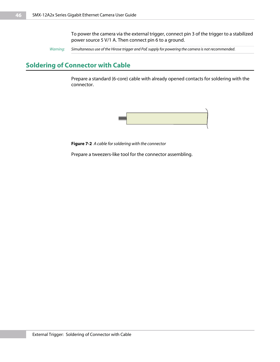 Soldering of connector with cable | Sumix SMX-12A2x User Manual | Page 46 / 71