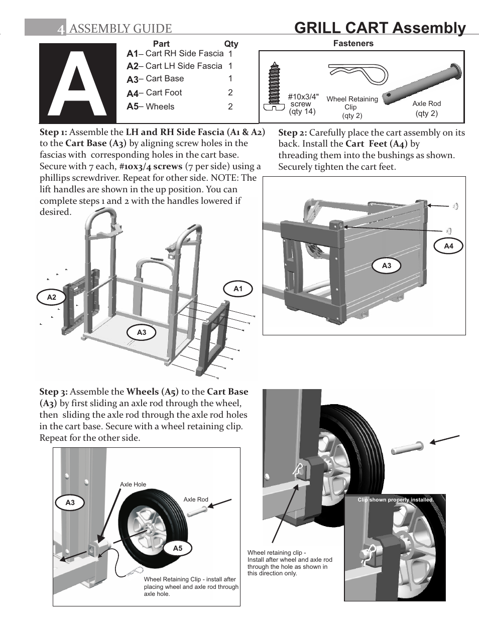 Grill cart assembly, Assembly guide | Char-Broil INFRARED 10401582 User Manual | Page 4 / 8