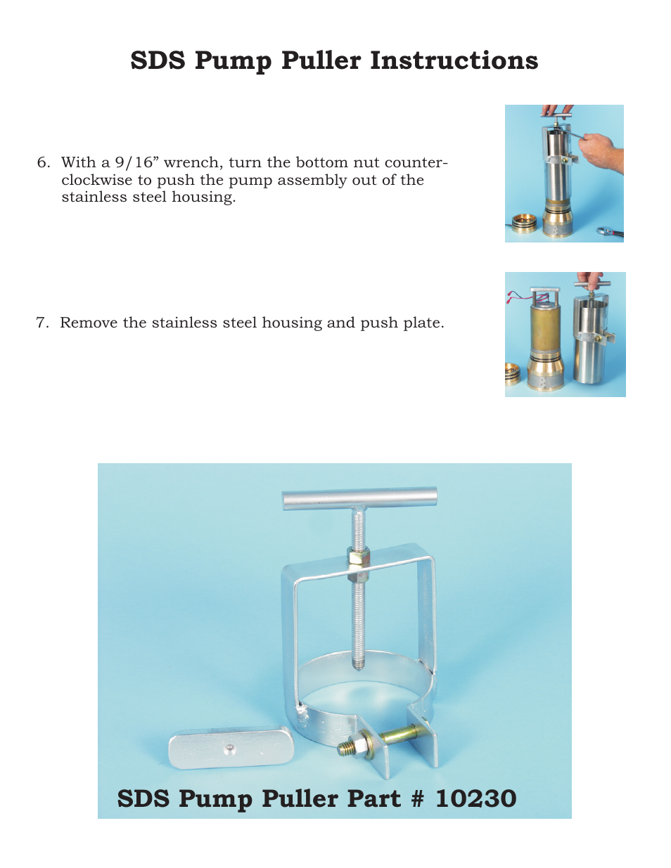 Sds pump puller instructions | Sun Pumps SDS User Manual | Page 2 / 2