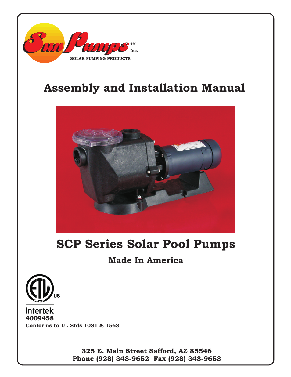 Sun Pumps SCP 39-18-75 LC User Manual | 10 pages