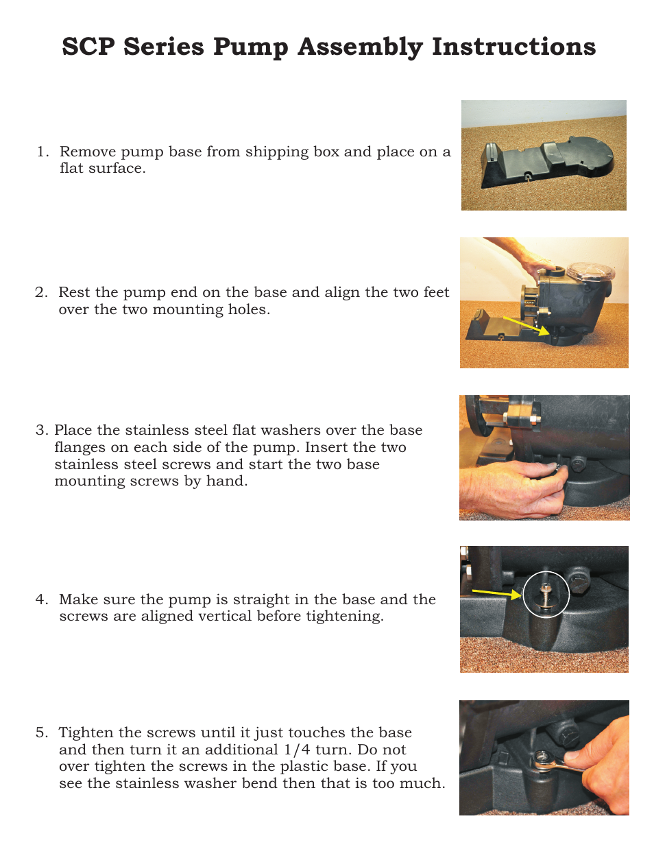 Scp series pump assembly instructions | Sun Pumps SCP 39-18-75 LC User Manual | Page 2 / 10