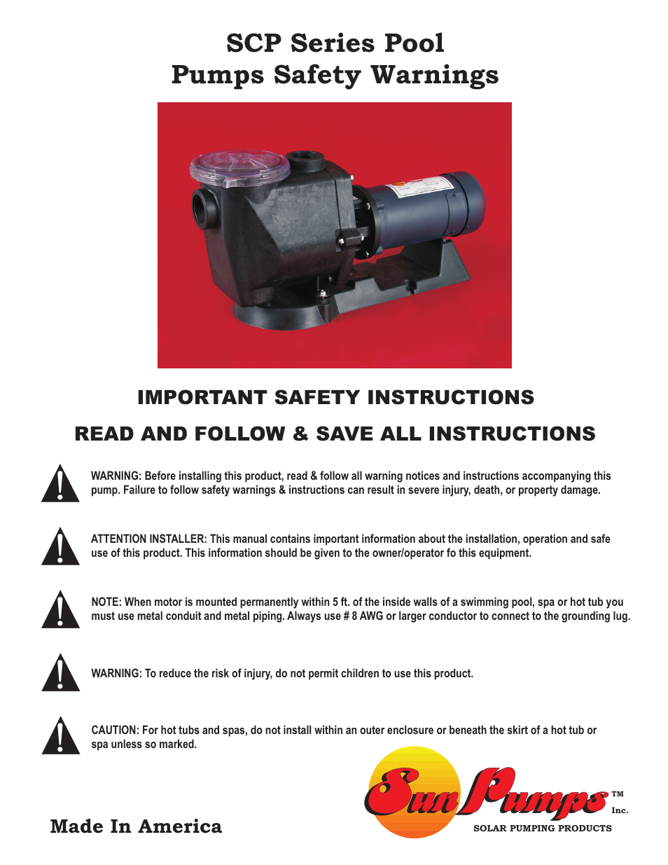 Un umps | Sun Pumps SCP 39-18-75 LC User Manual | Page 8 / 10