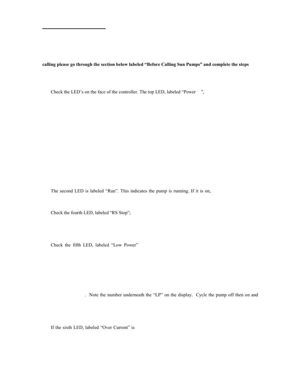 0 troubleshooting | Sun Pumps SCP 48-18-48Y BC User Manual | Page 20 / 23