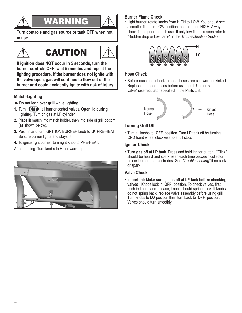 Caution, Warning | Char-Broil 463741209 User Manual | Page 12 / 32