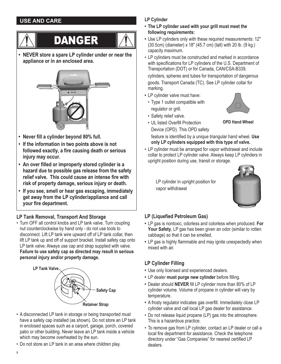 Danger | Char-Broil 463741209 User Manual | Page 8 / 32