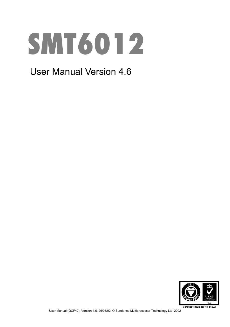 Sundance SMT6012 v.4.6 User Manual | 22 pages