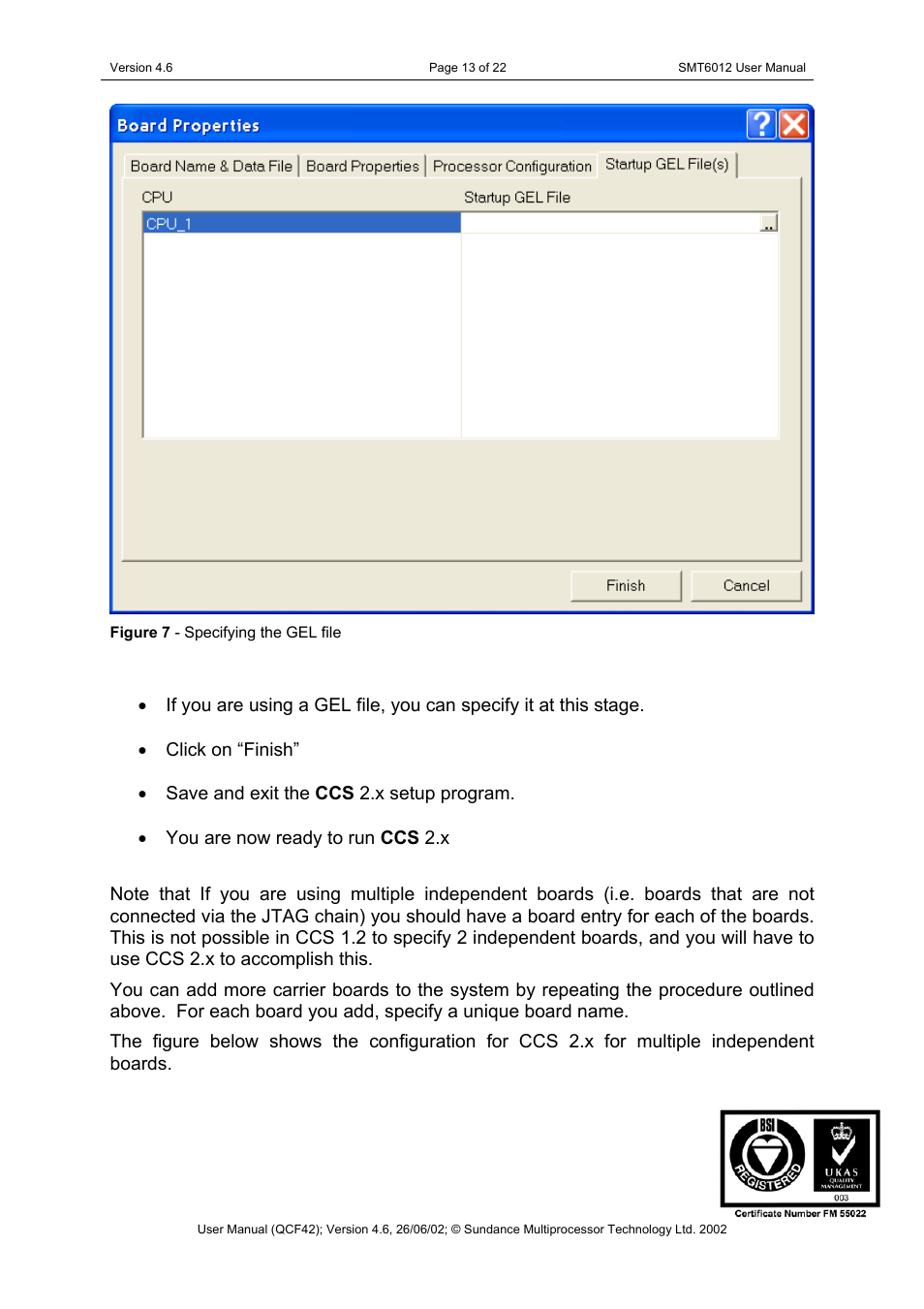 Figure 7 - specifying the gel file | Sundance SMT6012 v.4.6 User Manual | Page 13 / 22