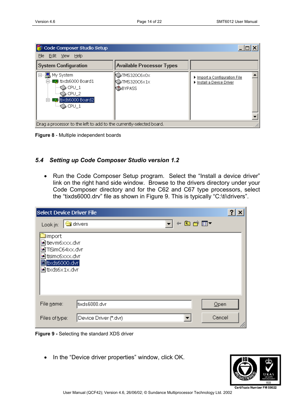 Setting up code composer studio version 1.2 | Sundance SMT6012 v.4.6 User Manual | Page 14 / 22