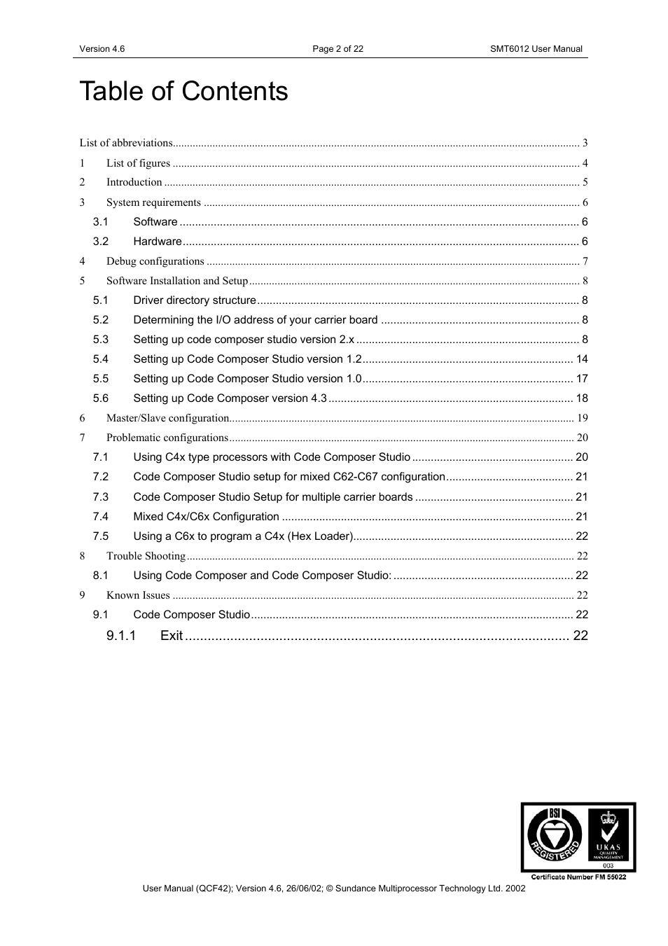 Sundance SMT6012 v.4.6 User Manual | Page 2 / 22