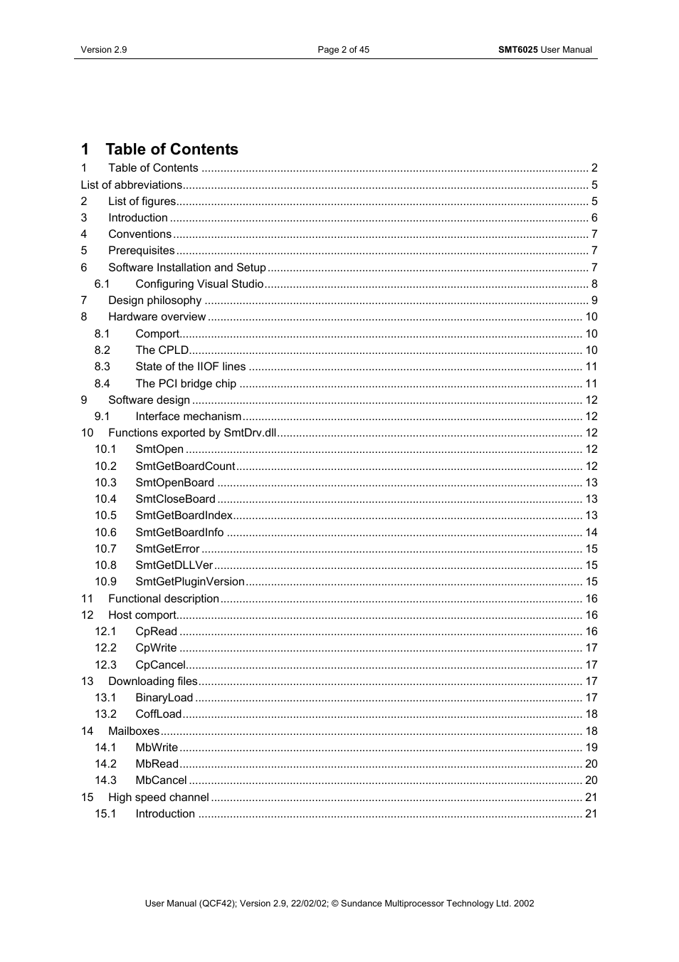 Sundance SMT6025 v.2.9 User Manual | Page 2 / 45