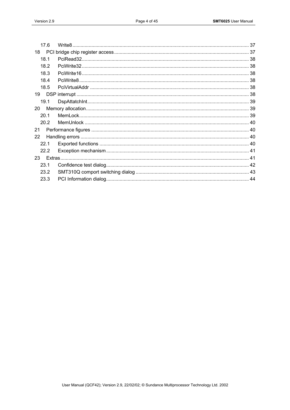 List of abbreviations | Sundance SMT6025 v.2.9 User Manual | Page 4 / 45