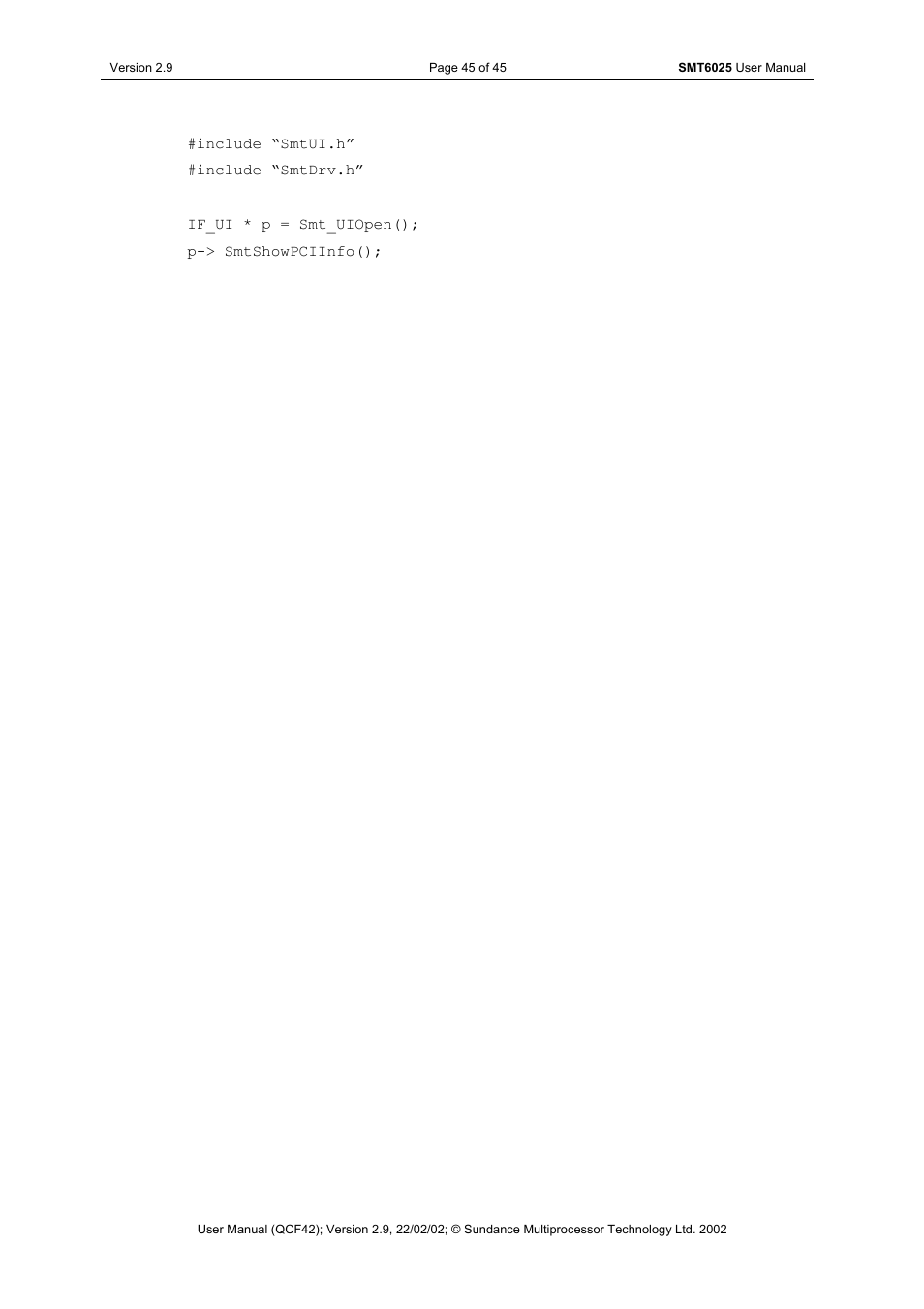 Sundance SMT6025 v.2.9 User Manual | Page 45 / 45
