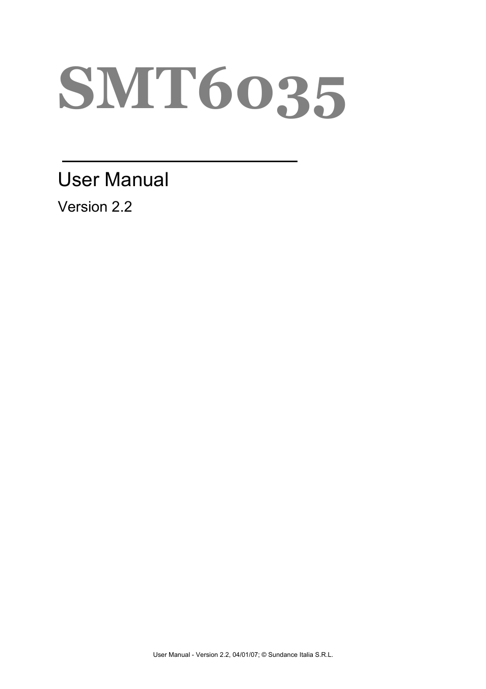 Sundance SMT6035 v.2.2 User Manual | 39 pages