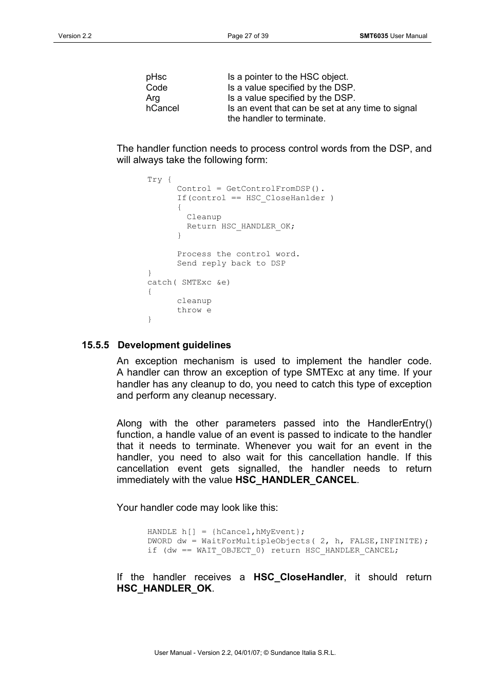 Development guidelines | Sundance SMT6035 v.2.2 User Manual | Page 27 / 39