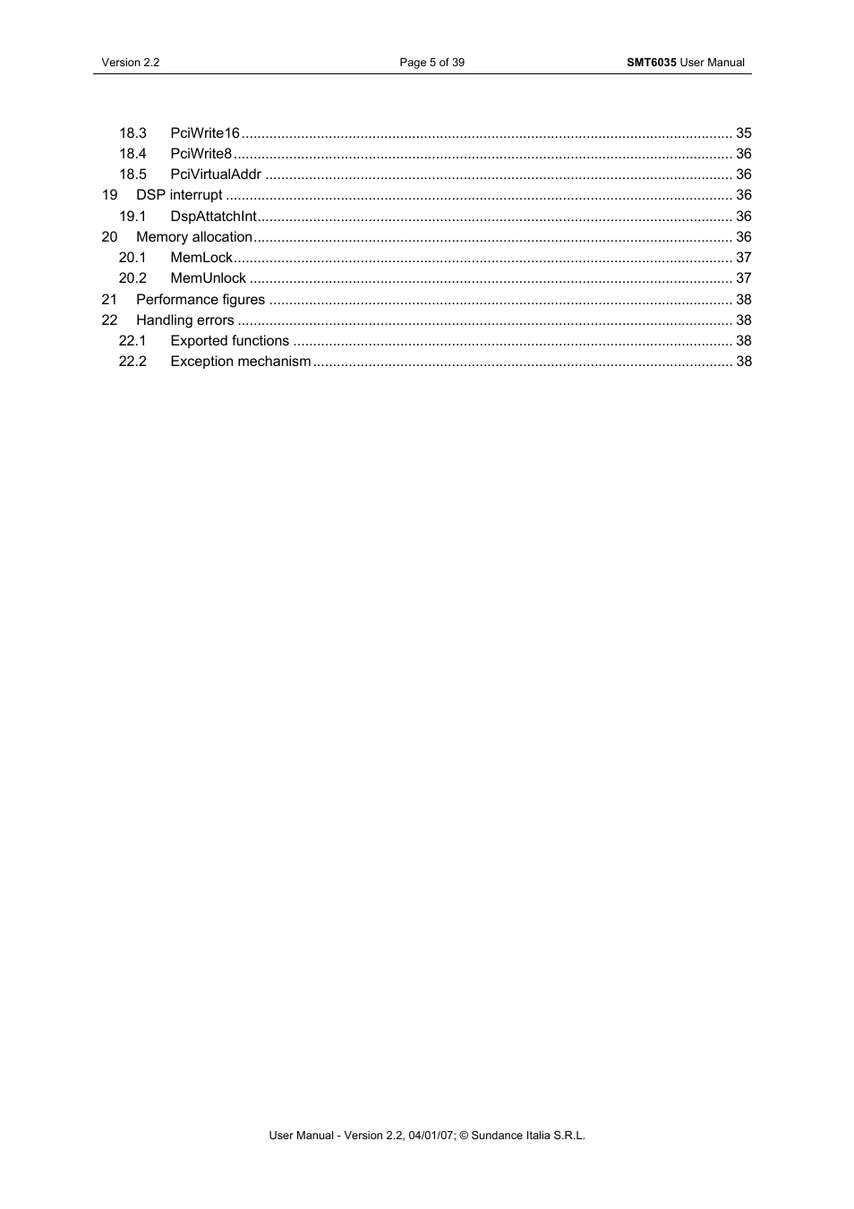 List of abbreviations | Sundance SMT6035 v.2.2 User Manual | Page 5 / 39
