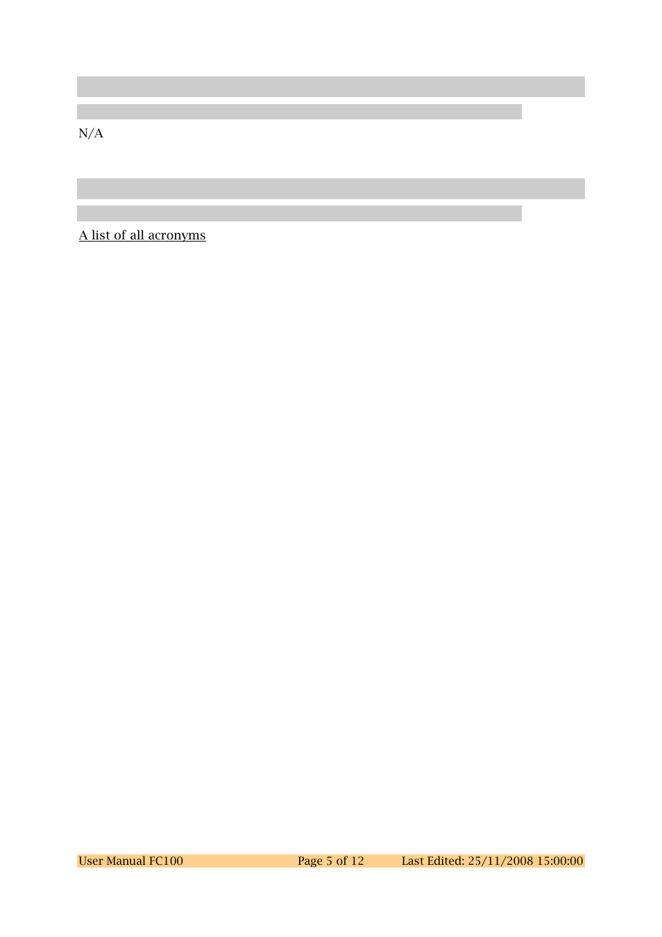 2 related documents, 1 referenced documents, 3 acronyms, abbreviations and definitions | 1 acronyms and abbreviations, Related documents, Referenced documents, Acronyms, abbreviations and definitions, Acronyms and abbreviations | Sundance FC100 User Manual | Page 5 / 12