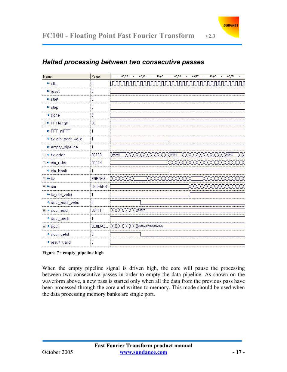 Fc100 - floating point fast fourier transform | Sundance FC100 v.2.3 User Manual | Page 17 / 19