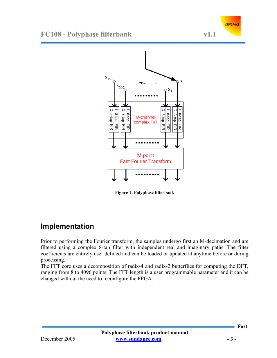 Implementation | Sundance FC108 v.1.1 User Manual | Page 3 / 10
