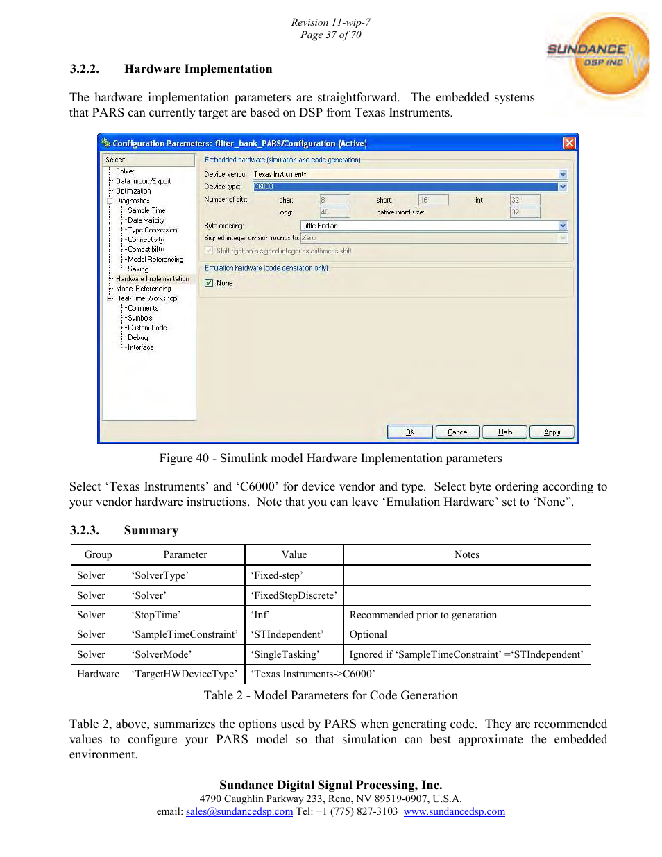 Sundance PARS User Manual | Page 37 / 70