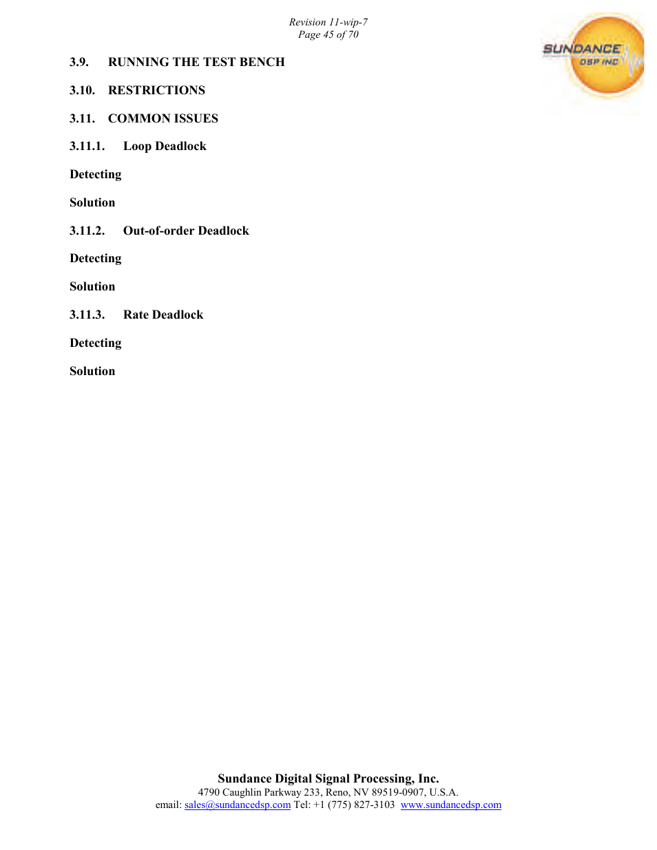 Sundance PARS User Manual | Page 45 / 70