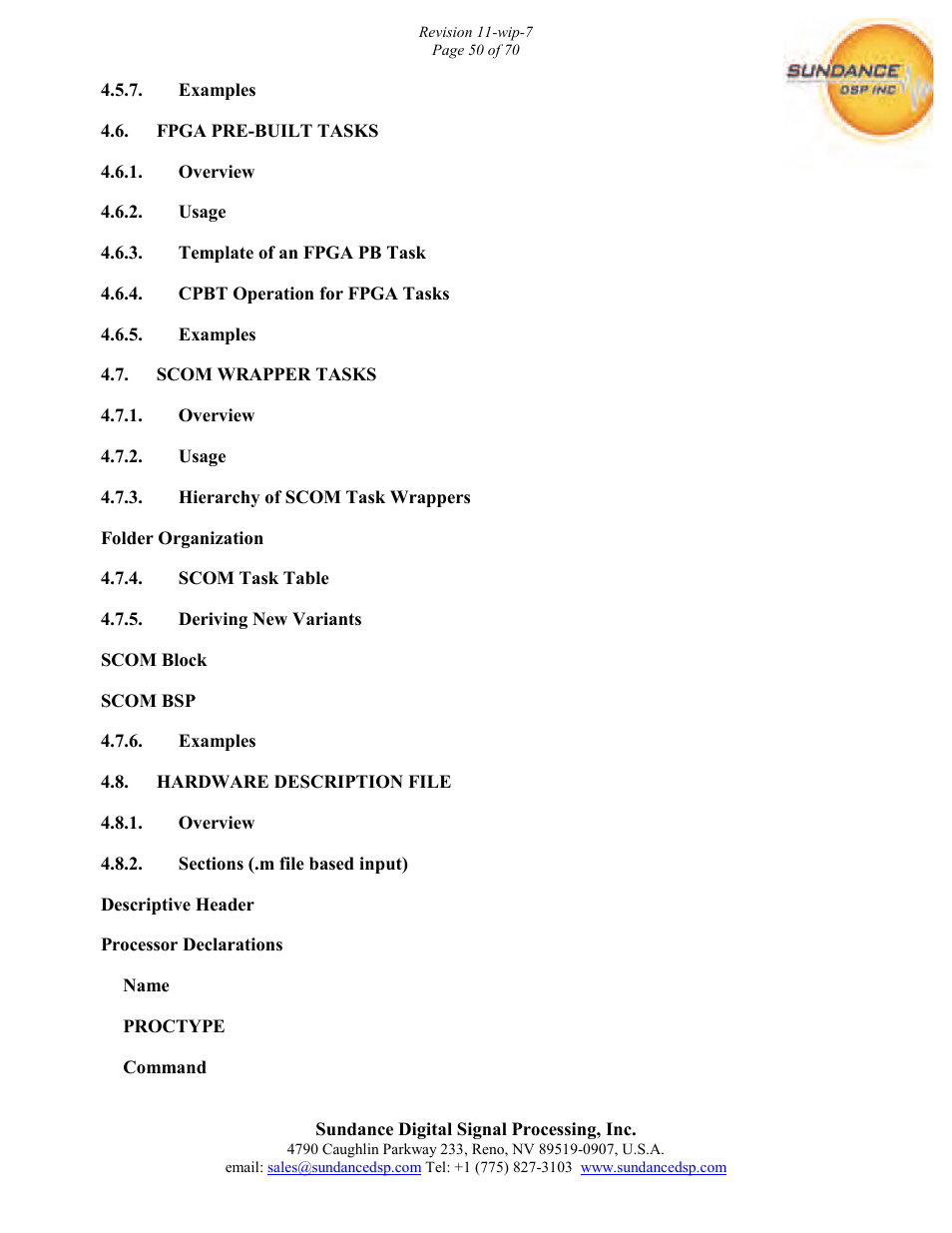 Sundance PARS User Manual | Page 50 / 70