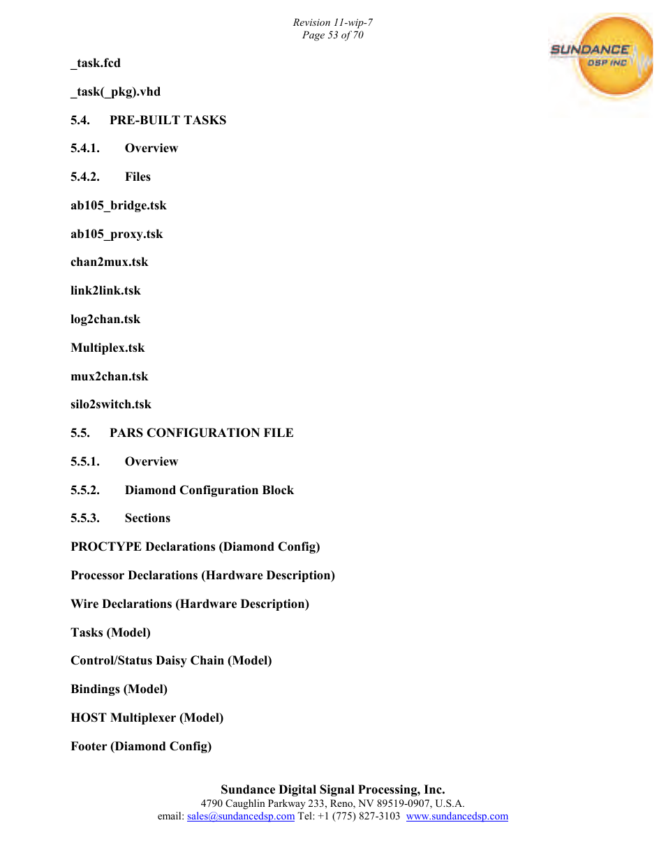 Sundance PARS User Manual | Page 53 / 70