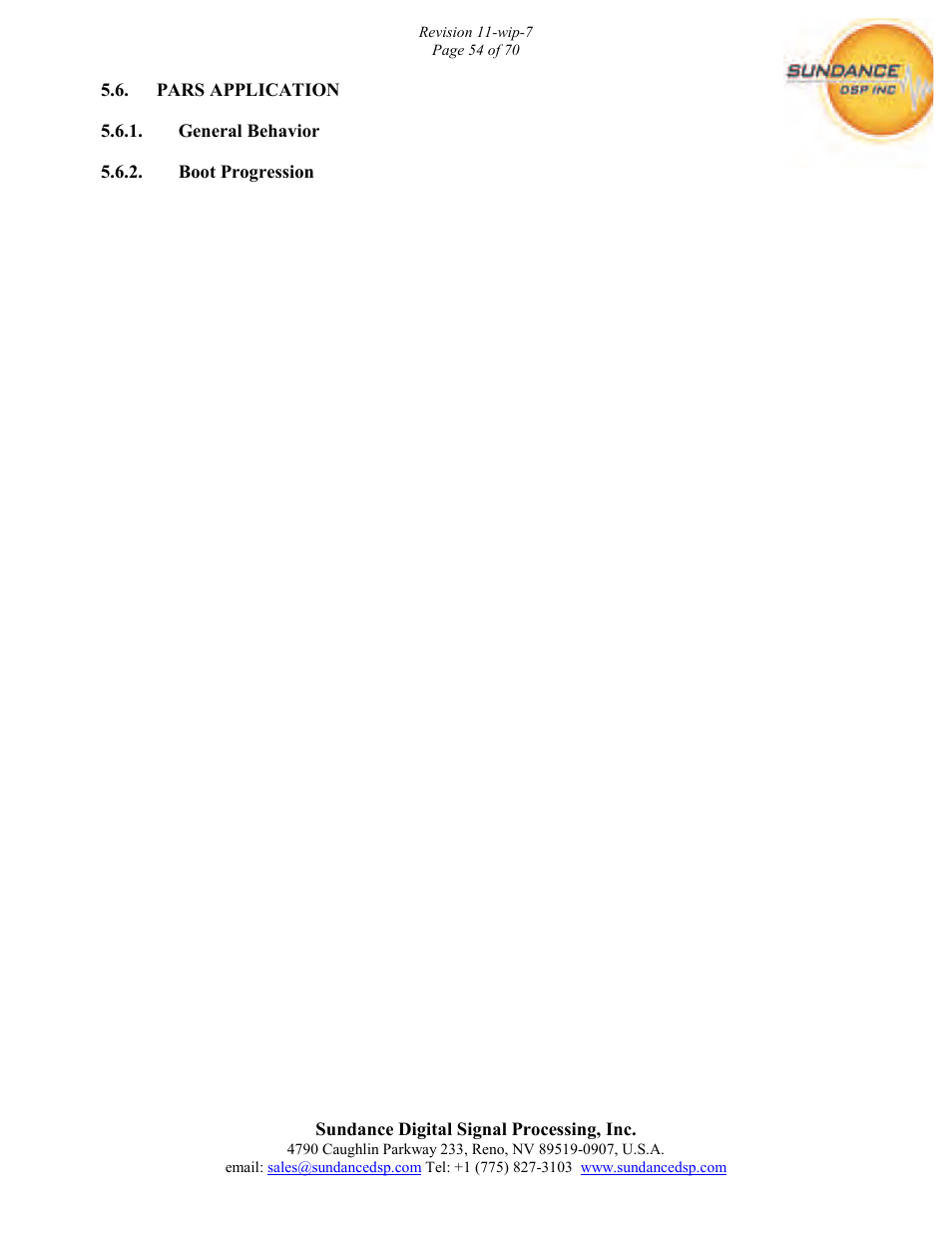 Sundance PARS User Manual | Page 54 / 70