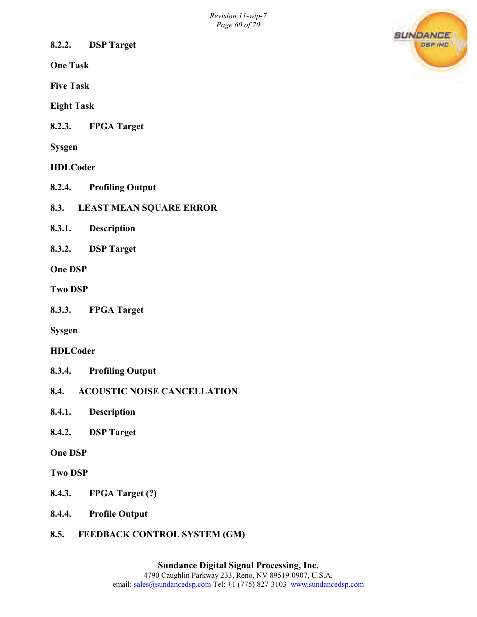 Sundance PARS User Manual | Page 60 / 70