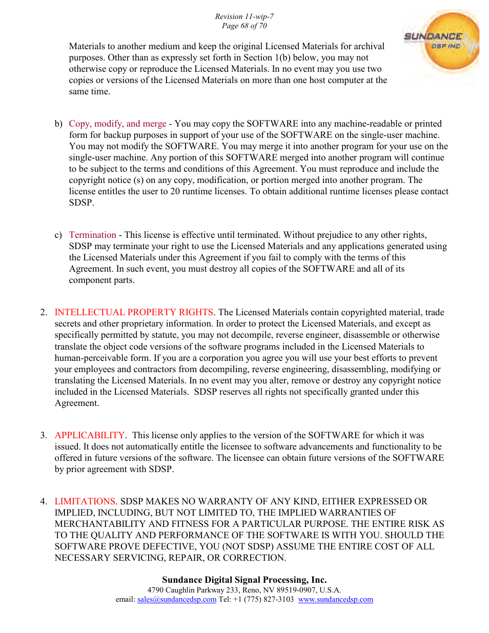 Sundance PARS User Manual | Page 68 / 70