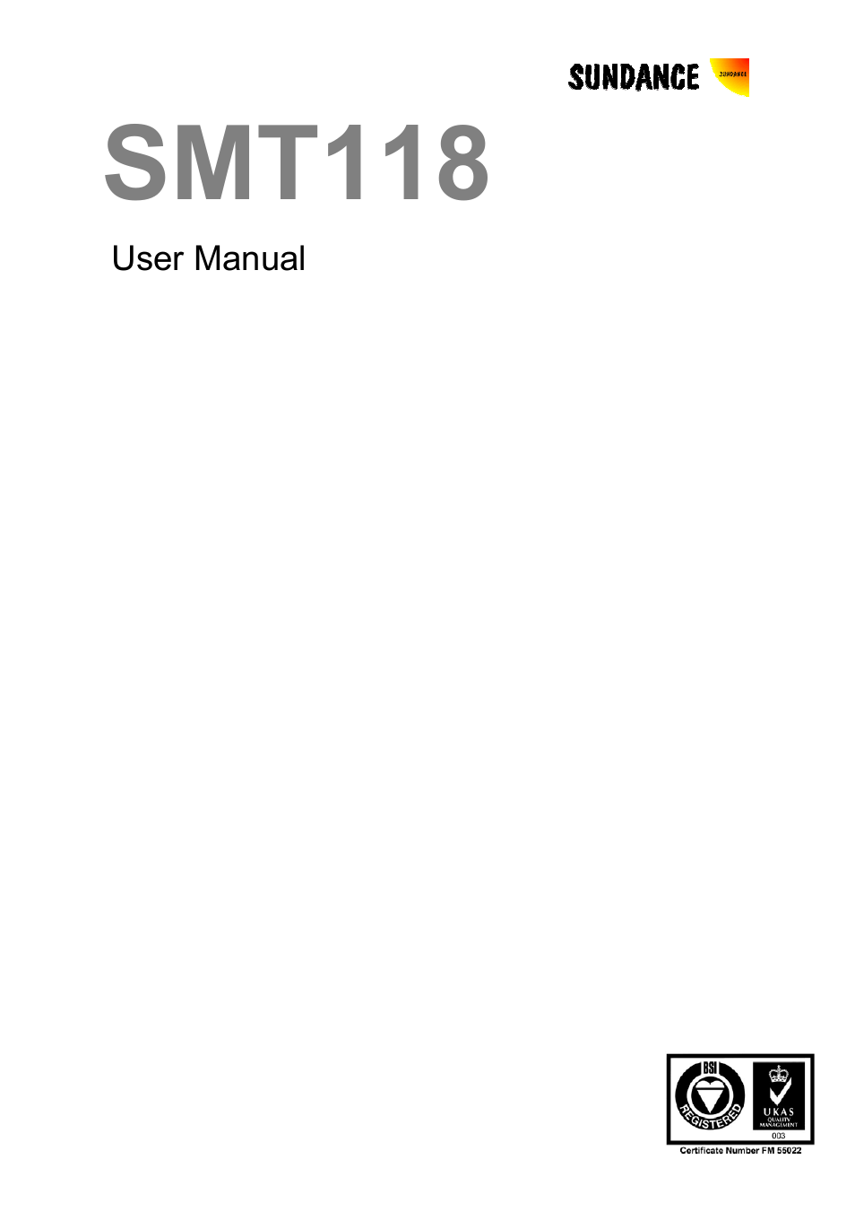 Sundance SMT118 User Manual | 20 pages
