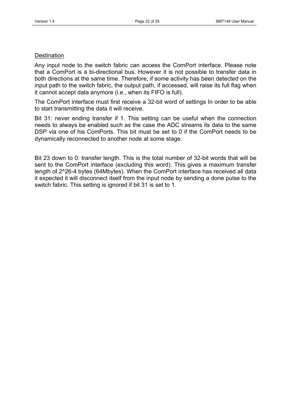 Destination | Sundance SMT148 User Manual | Page 22 / 35