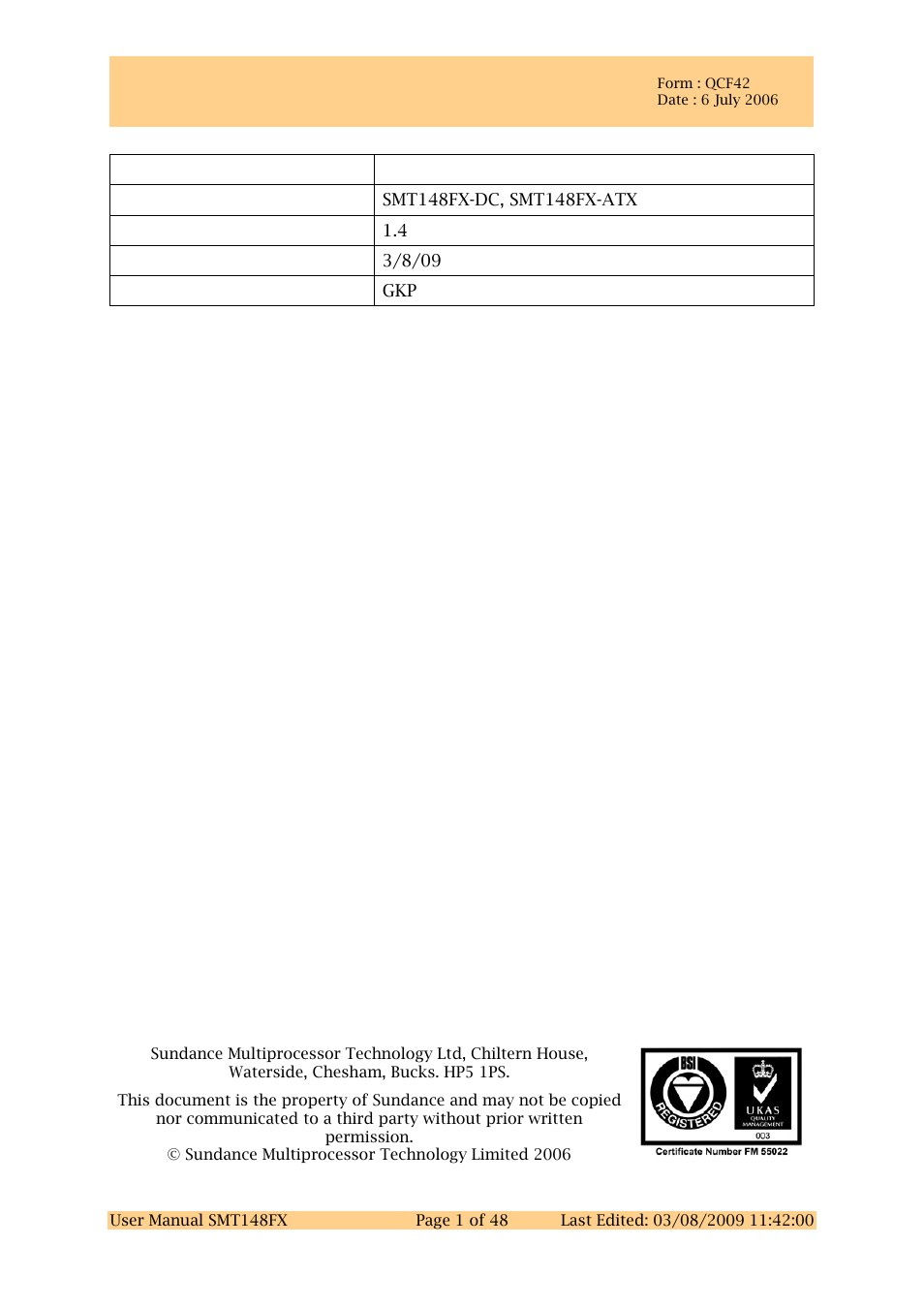 Sundance SMT148FX User Manual | 48 pages