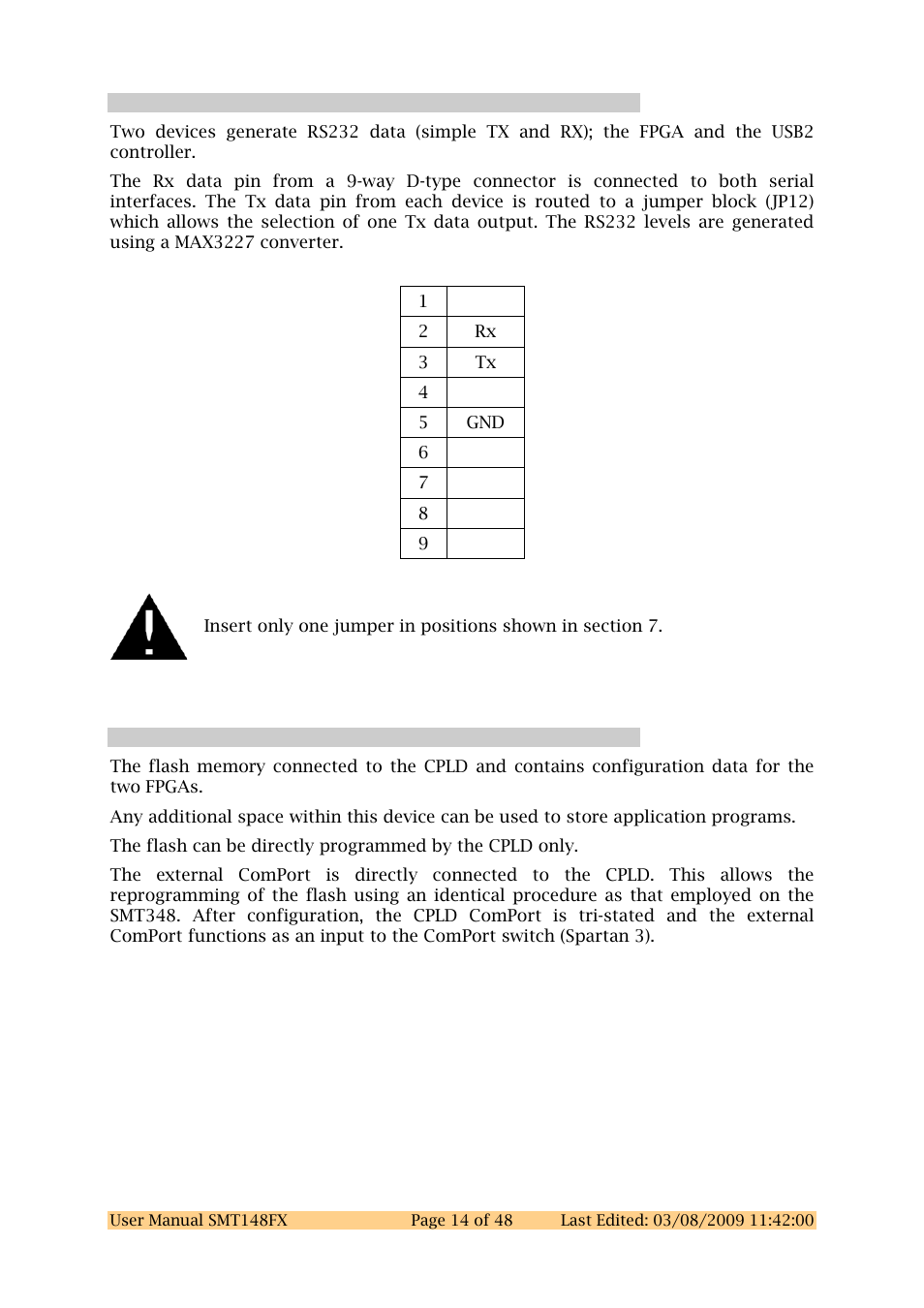 8 rs232, 9 flash, Rs232 | Flash | Sundance SMT148FX User Manual | Page 14 / 48