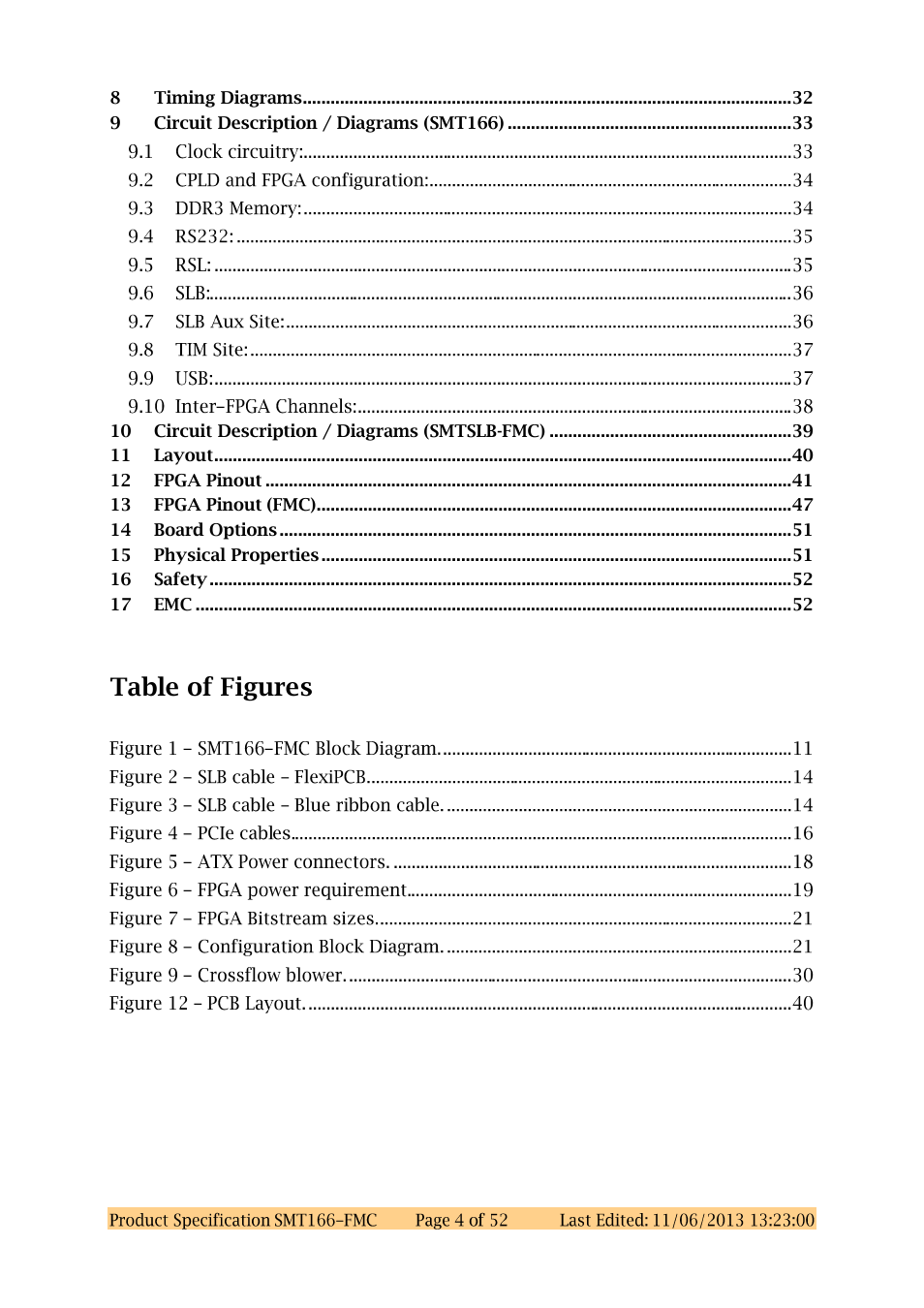 Table of figures | Sundance SMT166-FMC User Manual | Page 4 / 52