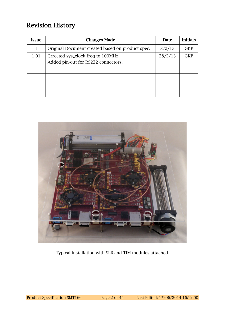 Revision history | Sundance SMT166 User Manual | Page 2 / 44