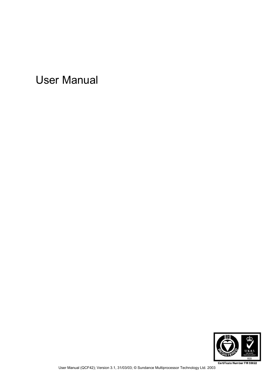 Sundance SMT310Q User Manual | 55 pages