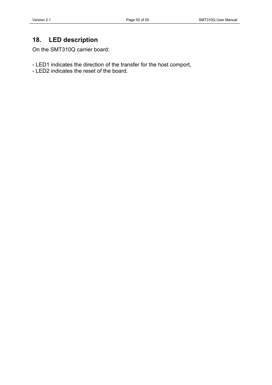 Led description | Sundance SMT310Q User Manual | Page 55 / 55
