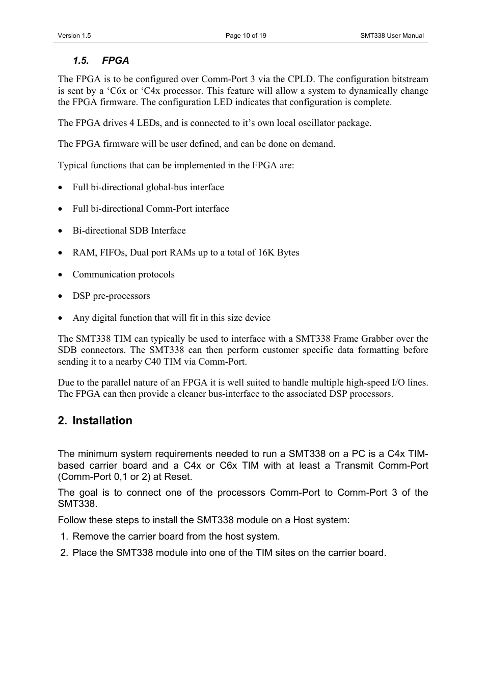 Installation | Sundance SMT338 User Manual | Page 10 / 19