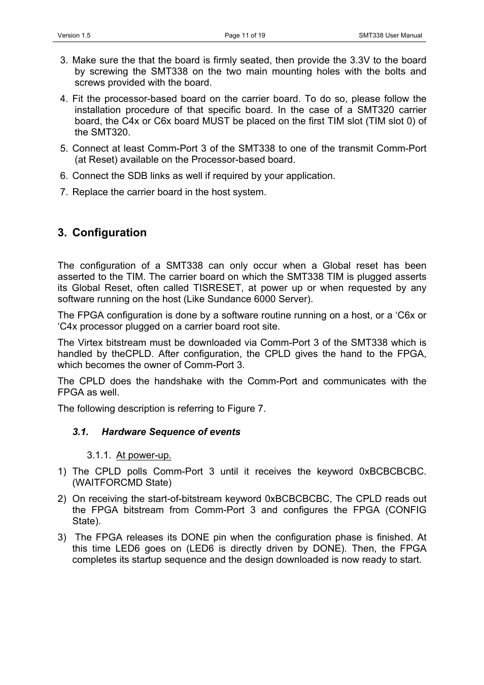 Configuration | Sundance SMT338 User Manual | Page 11 / 19
