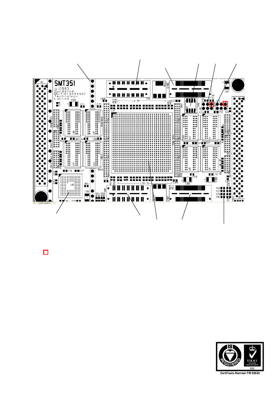 Connector locations, Figure 6: smt351 connector locations | Sundance SMT351 User Manual | Page 22 / 25