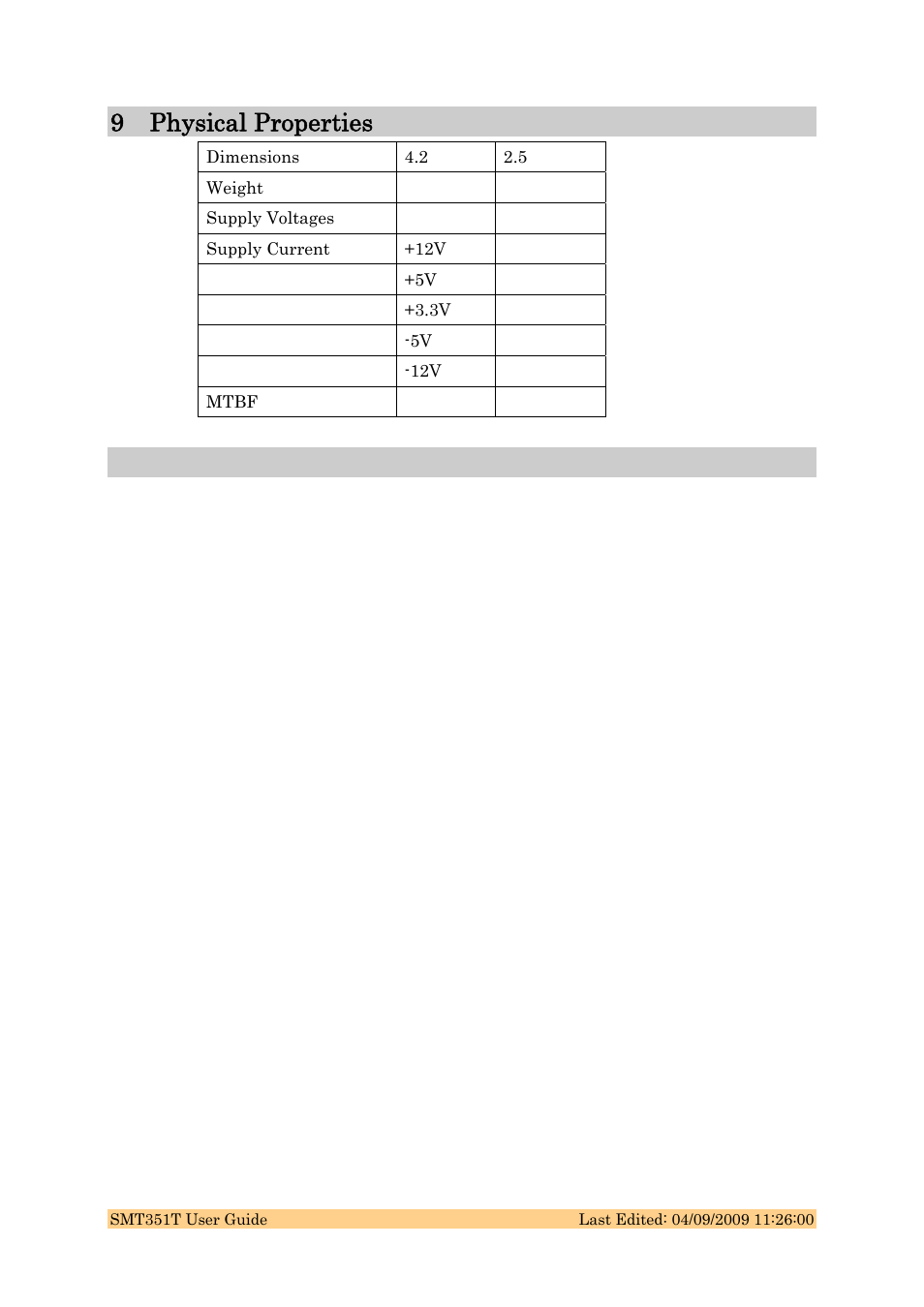 9 physical properties | Sundance SMT351T User Manual | Page 35 / 37