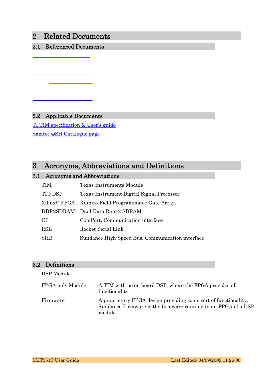 2 related documents, 3 acronyms, abbreviations and definitions | Sundance SMT351T User Manual | Page 7 / 37