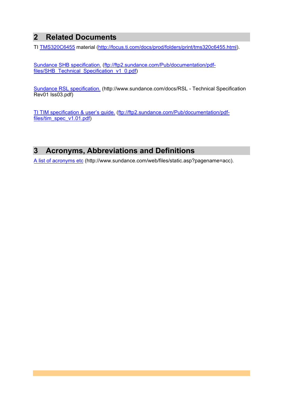 2 related documents, 3 acronyms, abbreviations and definitions, Related documents | Acronyms, abbreviations and definitions | Sundance SMT362 User Manual | Page 5 / 30