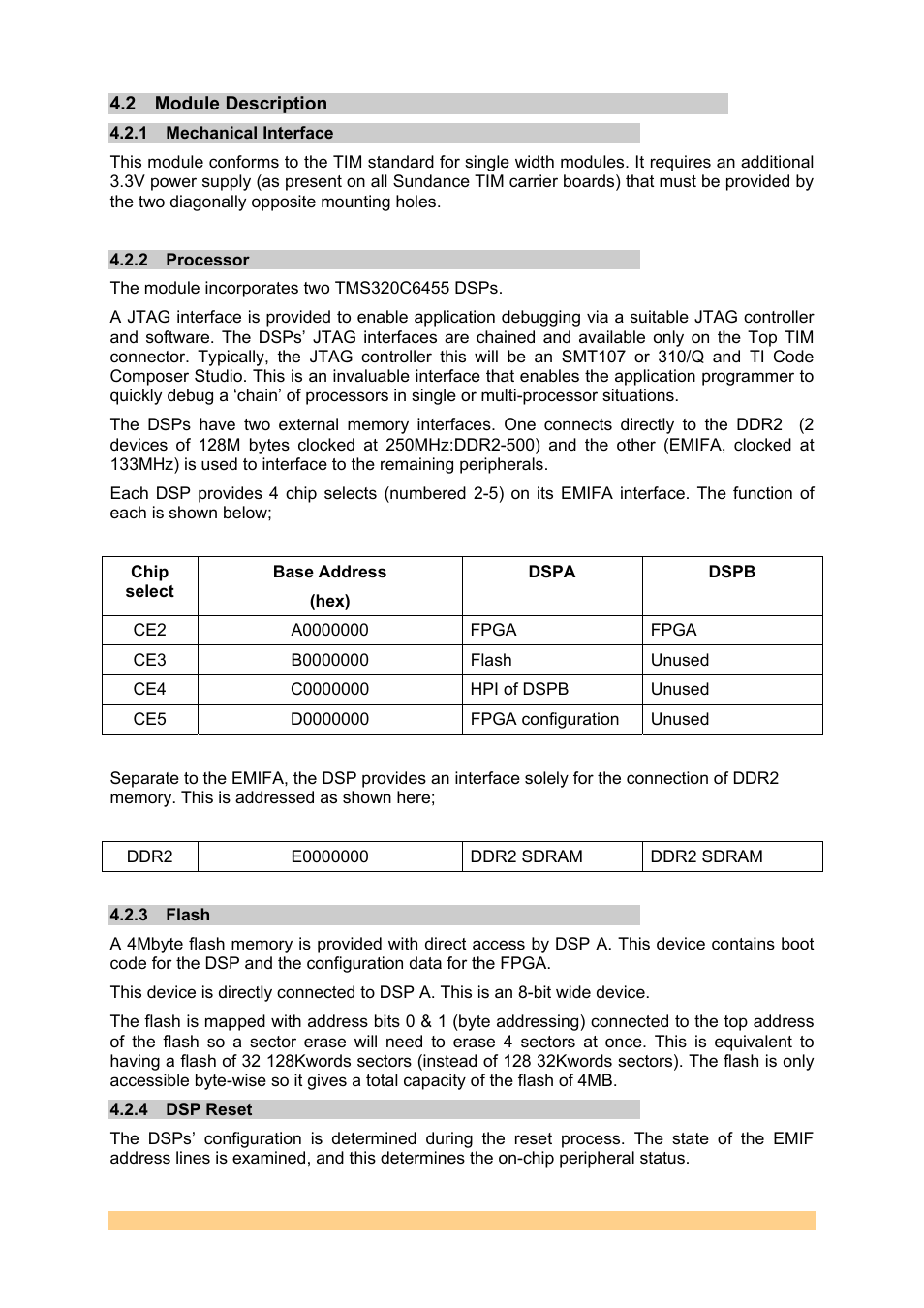 2 module description, 1 mechanical interface, 2 processor | 3 flash, 4 dsp reset, Module description, Mechanical interface, Processor, Flash, Dsp reset | Sundance SMT362 User Manual | Page 7 / 30