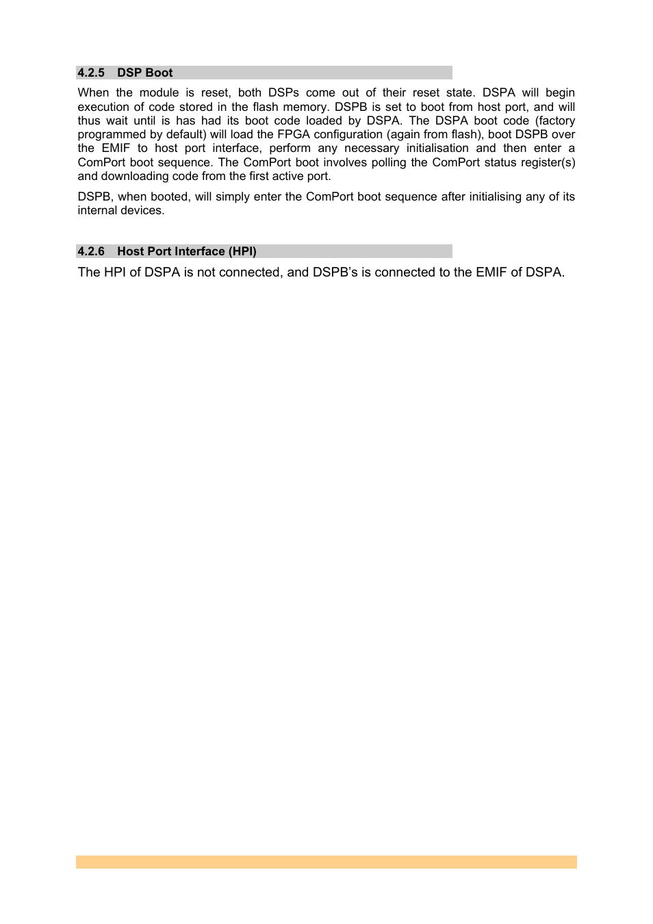 5 dsp boot, 6 host port interface (hpi), Dsp boot | Host port interface (hpi) | Sundance SMT362 User Manual | Page 9 / 30