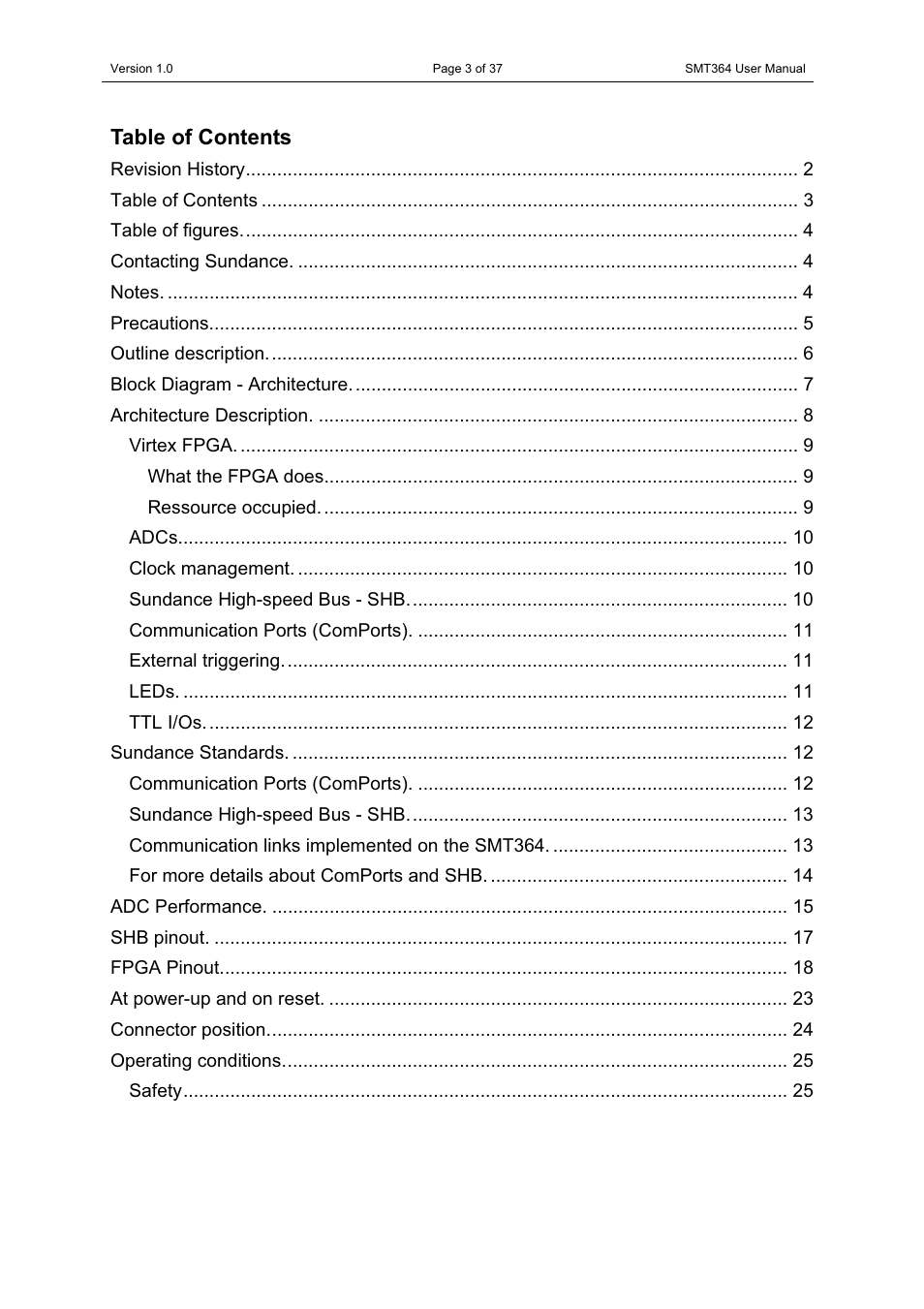 Sundance SMT364 User Manual | Page 3 / 37