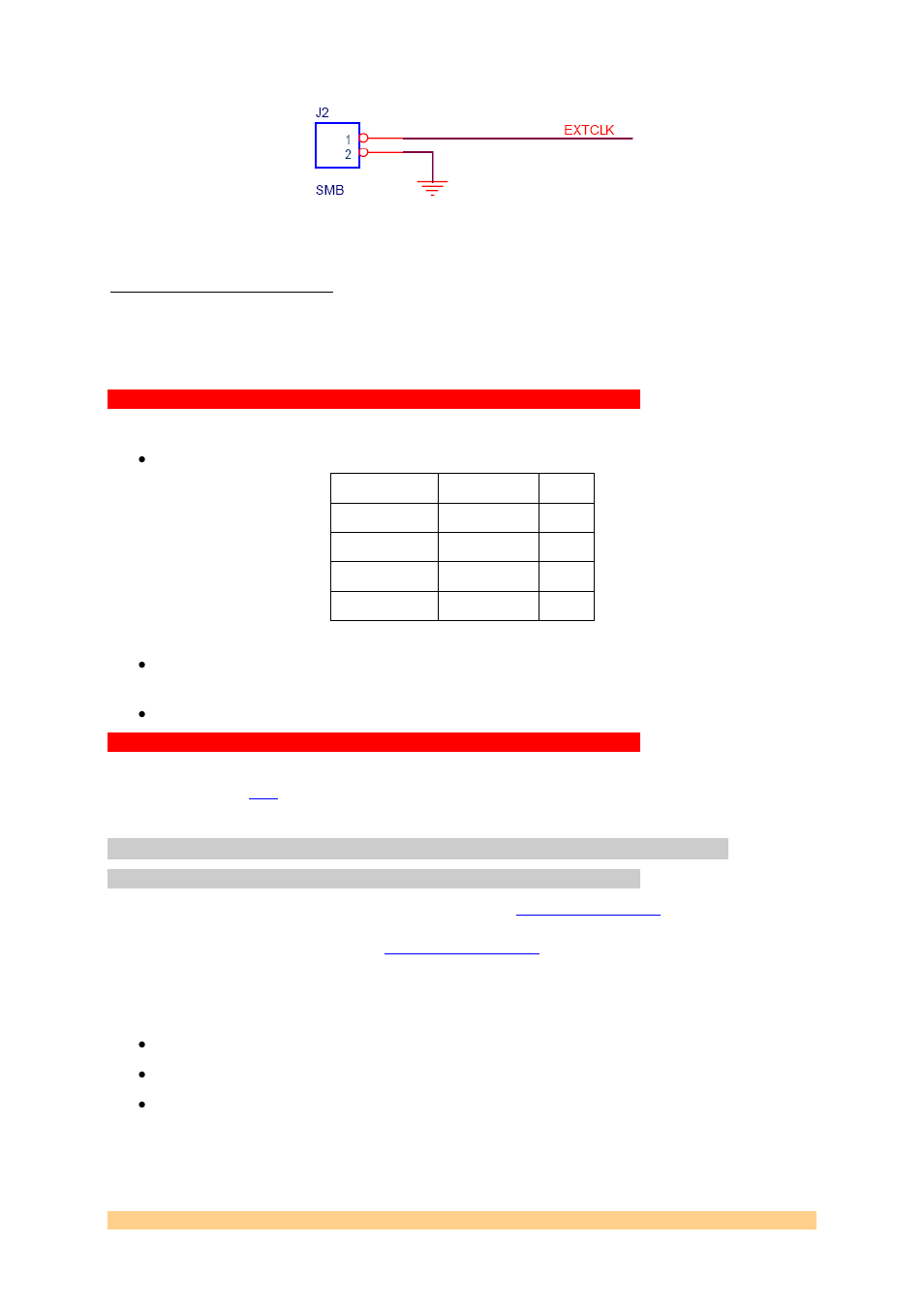 12 leds, 13 i/os, 2 module description | 1 fpga configuration, Leds, I/os, Module description, Fpga configuration, Figure 7: schematics of the external clock i/o, Table 2: leds connections | Sundance SMT368 User Manual | Page 13 / 24